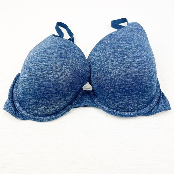 BUY 1 GET 1 FREE Victorias Secret 34D navy blue bra perfect shape space dye - Picture 1 of 10